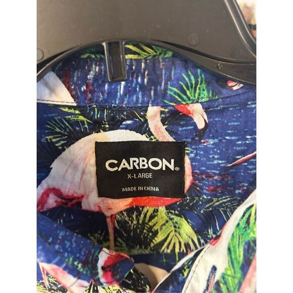 Carbon Hawaiian shirt pink flamingo birds xl rn#70829 - Picture 2 of 6